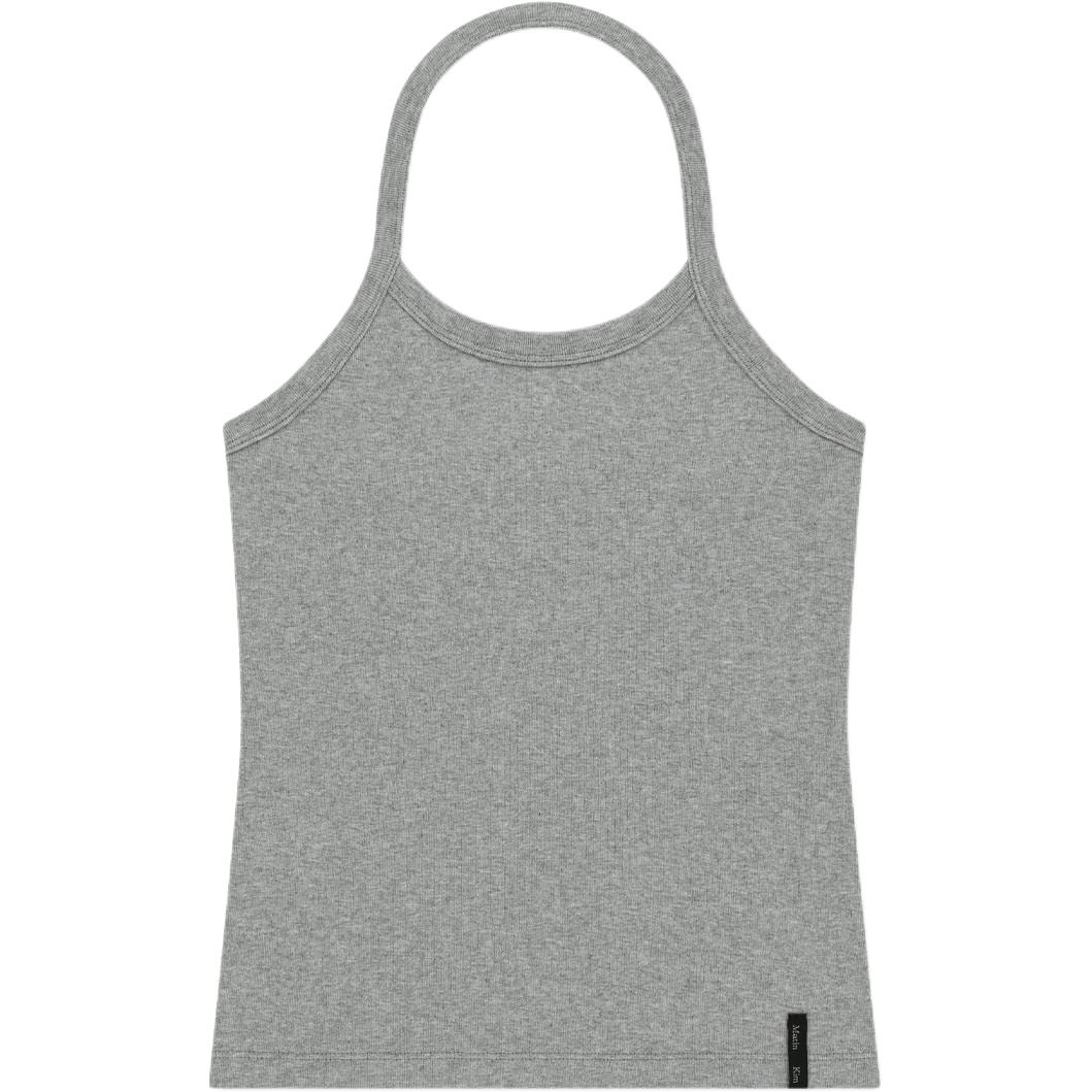 (Women) MATIN KIM SS26 Grey Label Detail Halter Tank Top - Cotton Sleeveless MK2634TS033MGY
