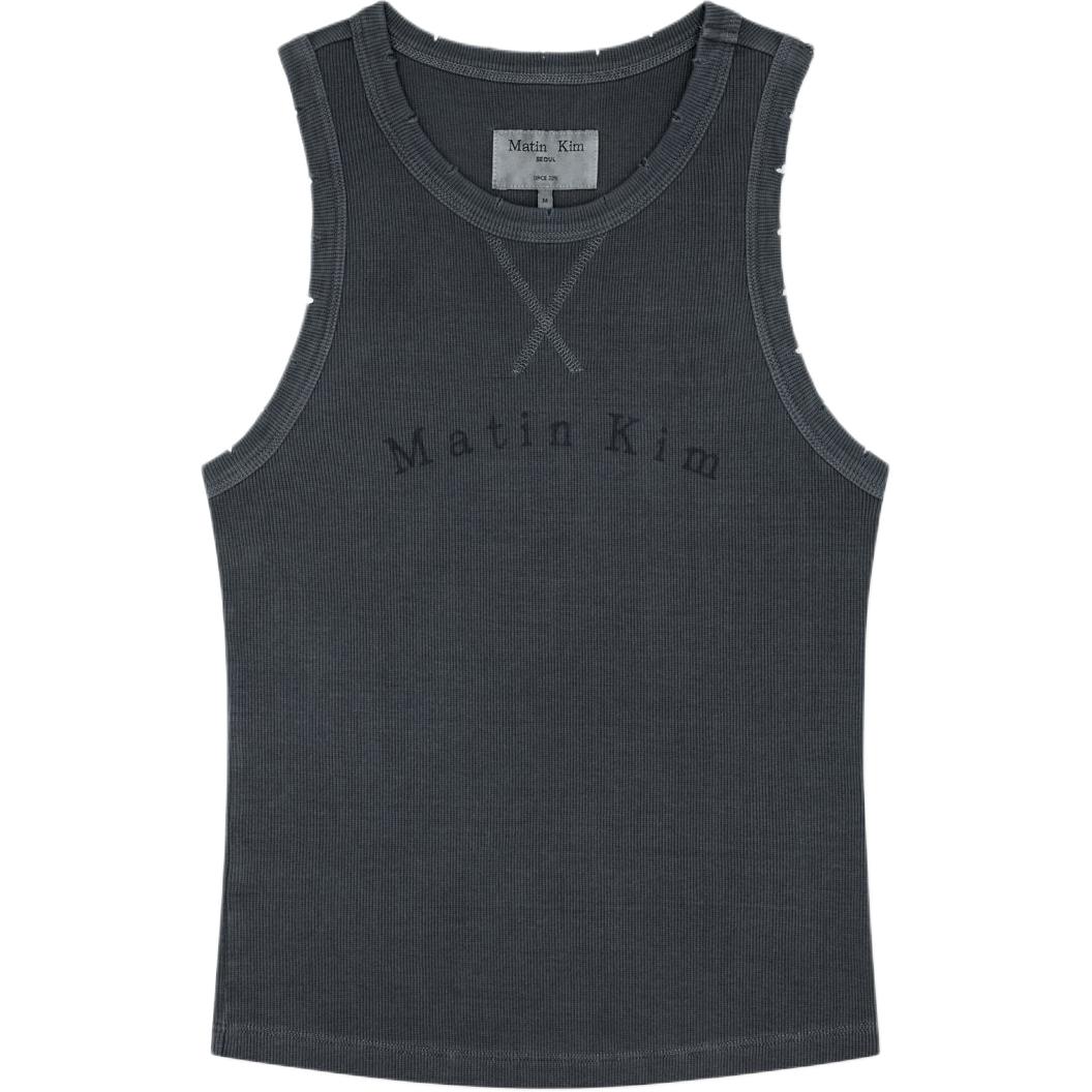 (Women) MATIN KIM SS26 Ribbed Vintage Crew Neck Tank Top - Women MK2634TS023MCH