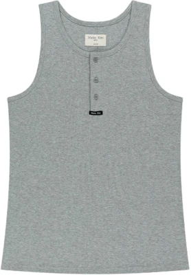 Matin Kim SS26 Sleeveless Henley Top in Grey - Slim Fit & Comfy MK2634TS511HGY Buy Matin Kim SS26 Sleeveless Henley Top in Grey - Slim Fit & Comfy MK2634TS511HGY