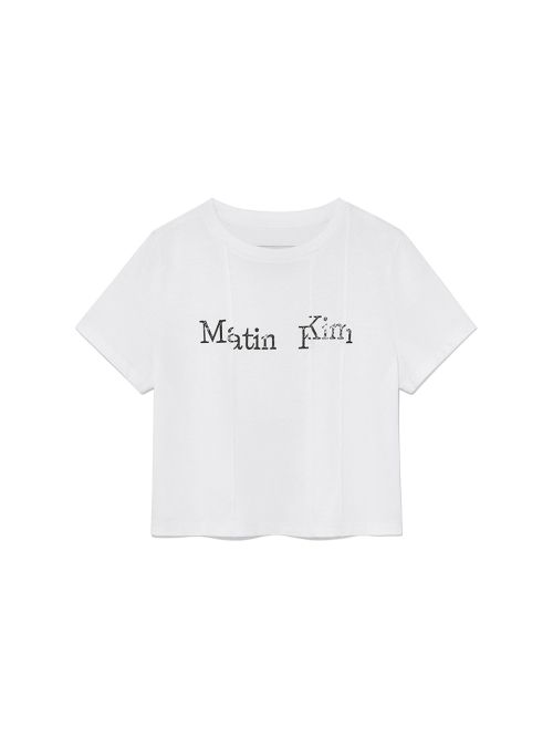 (Women) Matin Kim Unbalance Logo White Crop Top MK2600TS707VWH