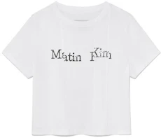 (Women) Matin Kim Unbalance Logo White Crop Top MK2600TS707VWH (Women) Matin Kim Unbalance Logo White Crop Top MK2600TS707VWH