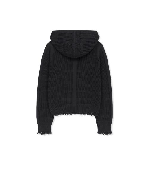 Order (Women) Matin Kim Waffle Texture Knit Zip-Up Hoodie in Charcoal MK2677CD320UCH