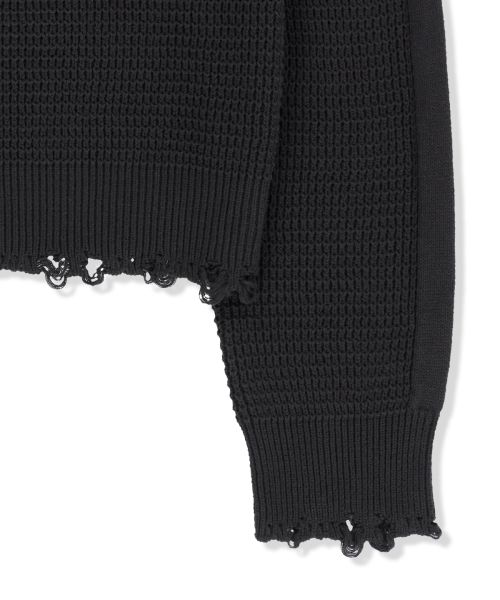 Shop (Women) Matin Kim Waffle Texture Knit Zip-Up Hoodie in Charcoal MK2677CD320UCH