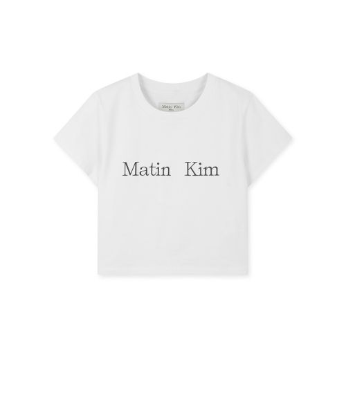 (Women) Matin Kim White Logo Crop Top MK2600TS741VWH