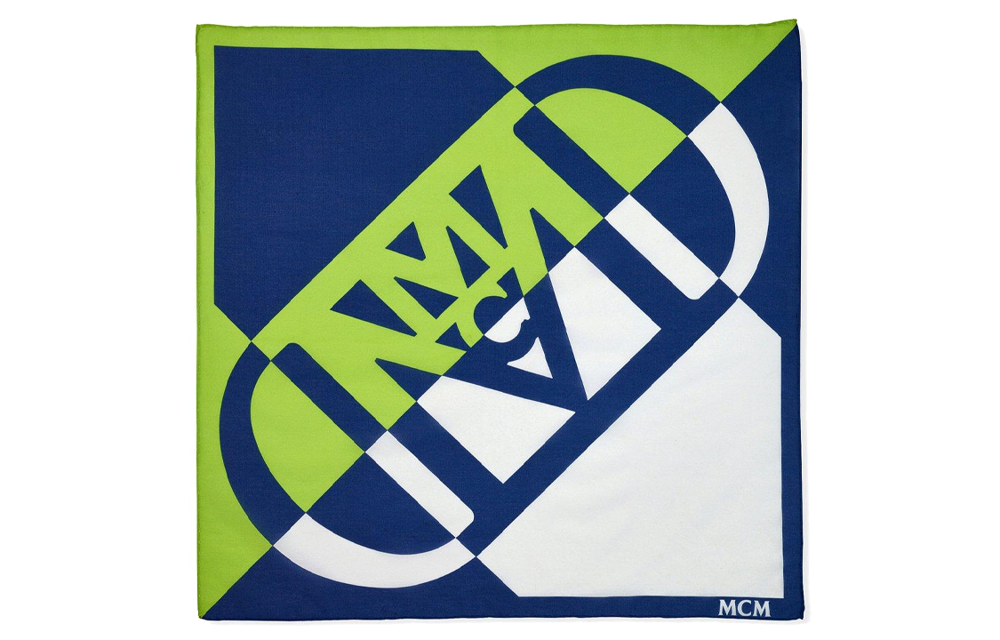 (Women) MCM  Blue Logo Pattern Knit Scarf MEFDSMM04L6001