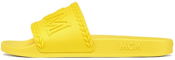(Women) MCM Big Logo Rubber Slides Yellow MESCAMM04YA (Women) MCM Big Logo Rubber Slides Yellow MESCAMM04YA