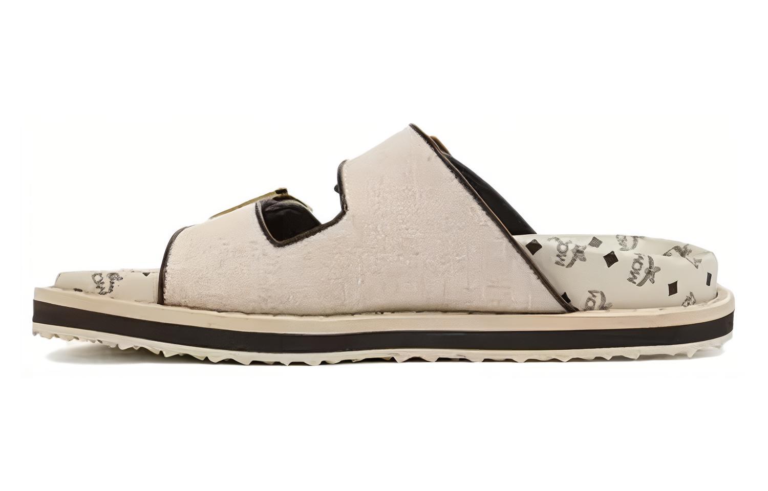 (Women) MCM Canvas Hemp Round Toe Slide 'Beige Comfort' MESDAMM06IG035