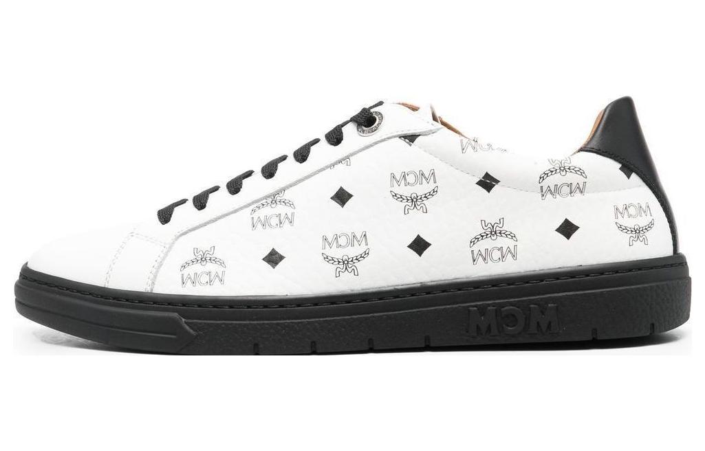 (Women) MCM Canvas Low 'White Black' MESCATD03BK