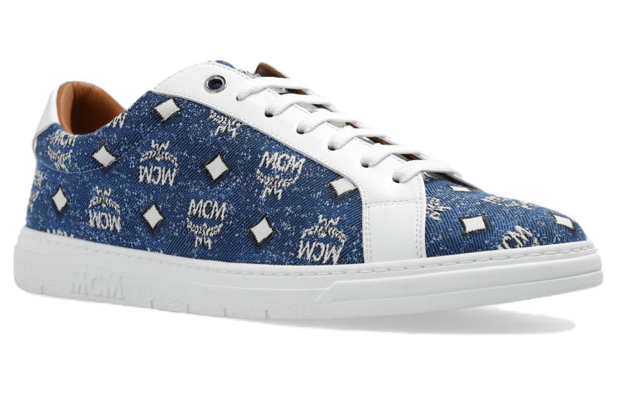 (W) MCM Denim Print Low-Top Sneaker 'Blue White' 圖 2