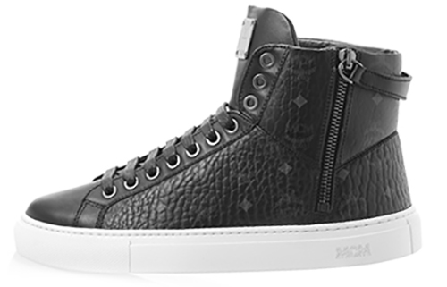 (Women) MCM High-Top Lace-Up Sneaker 'Visetos Leather Black' MES-7AMM01-BK0