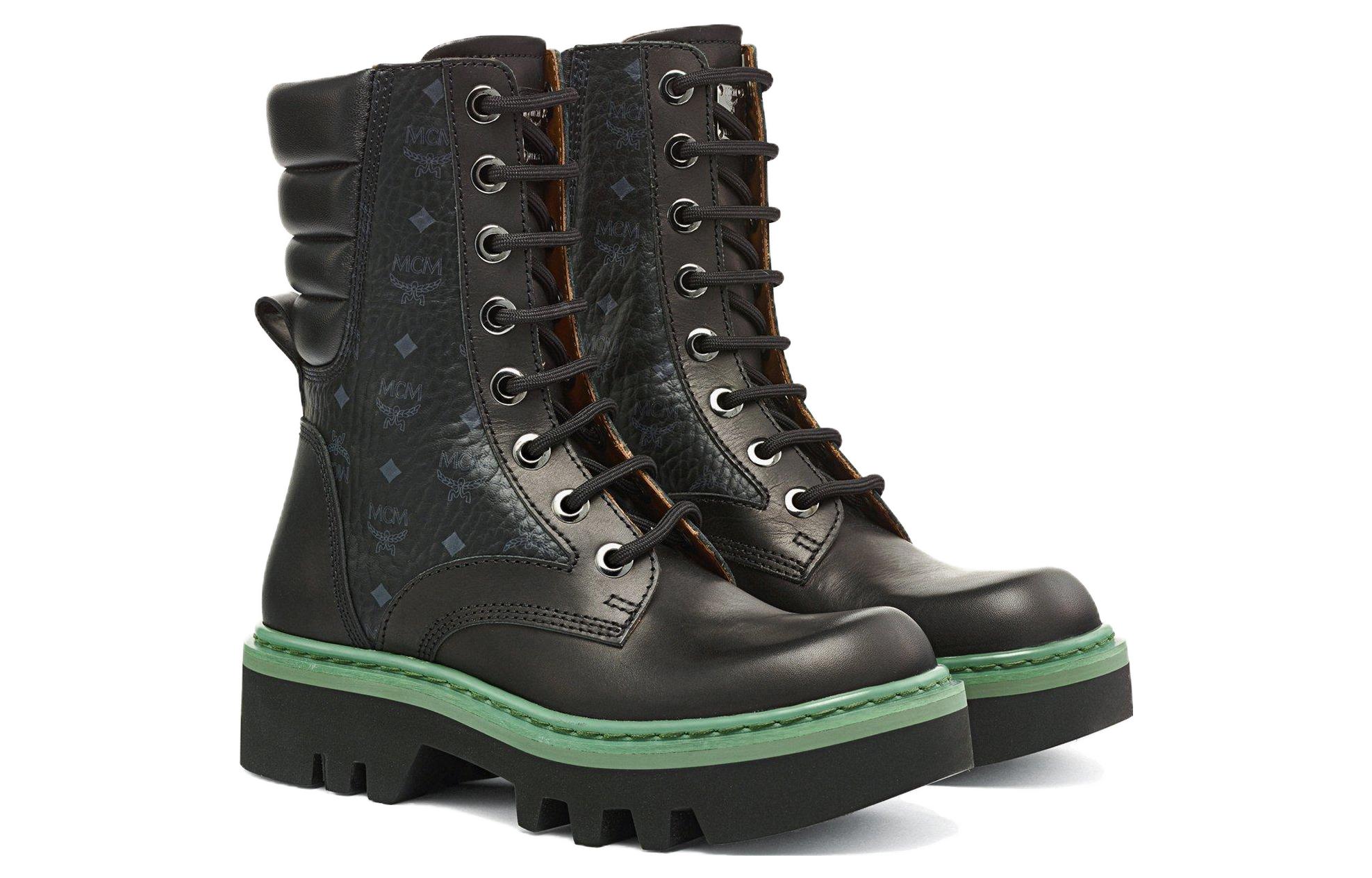 Order (W) MCM 블랙 가죽 컴포트 부츠 (MCM Beullaek Gajeok Kompoteu Buteu) MESCAMM01BK