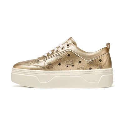 (W) MCM Leather Platform Sneaker 'Gold'