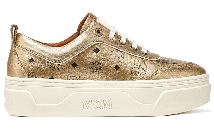(W) MCM Leather Platform Sneaker 'Gold' 圖 2