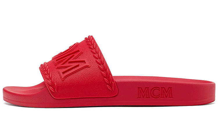 (Women) MCM Logo Rubber Slide 'Red' MESBSMM15R0036