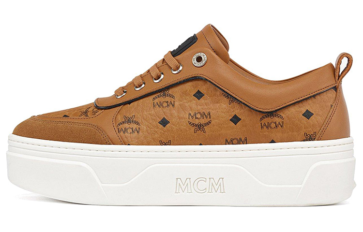 (Women) MCM Low Top Lace-Up 'Brown Leather Fashion Sneaker' MESCASW02CO