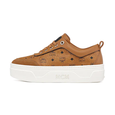 (W) MCM Low Top Lace-Up 'Brown Leather Fashion Sneaker'