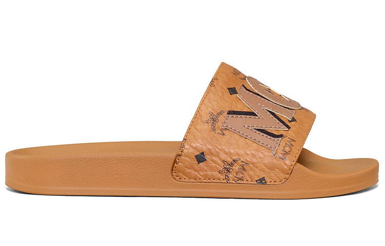 Order (W) MCM 黄配色字母印花拖鞋 MESAAMM11CO036