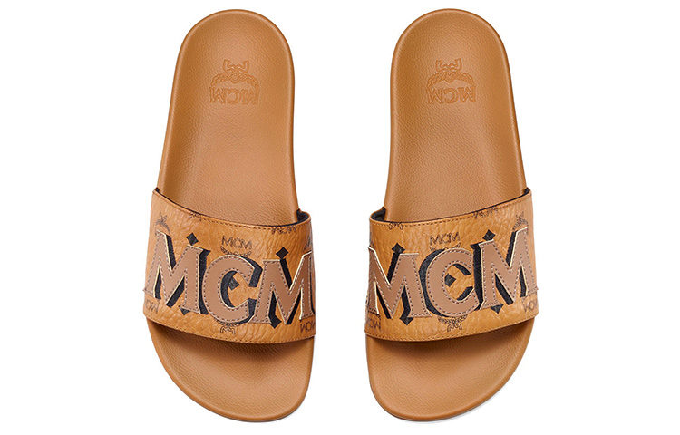 Shop (W) MCM 黄配色字母印花拖鞋 MESAAMM11CO036