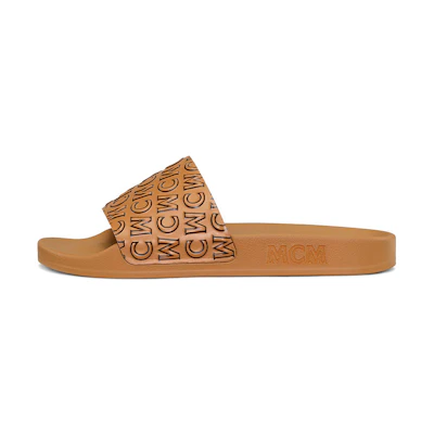 (W) MCM Rubber Slide 'Yellow Monogram'