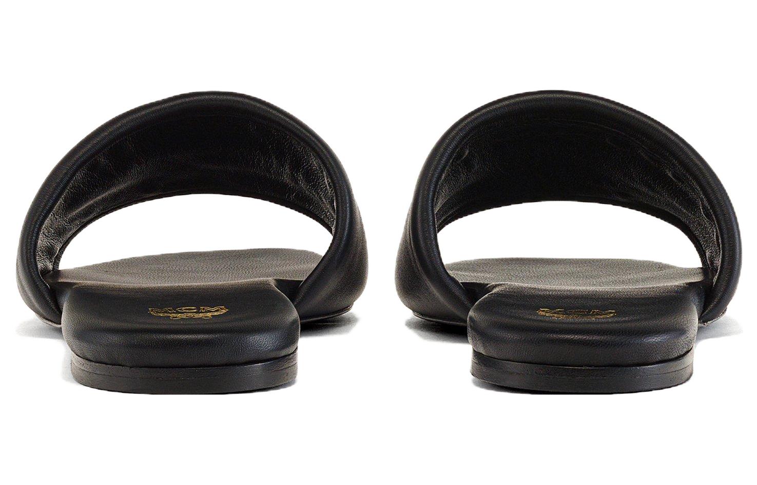 Shop (W) (女性用) MCM スライド「ブラックシープスキン コンフォートエレガンス」MESDALD05BK036 MESDALD05BK036