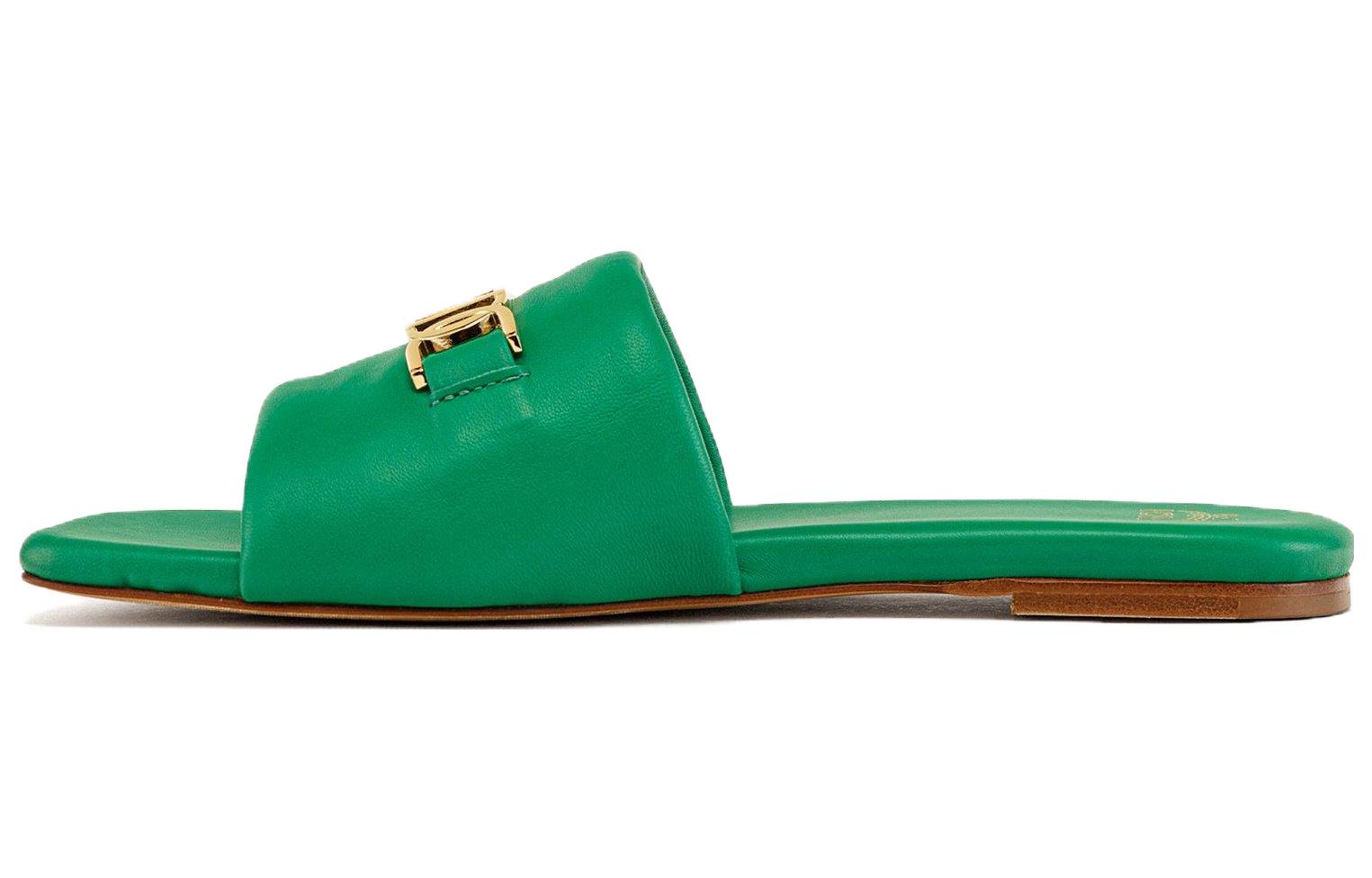 (Women) MCM Slide 'Green Sheepskin Elegant Comfort' MESDALD05J8036
