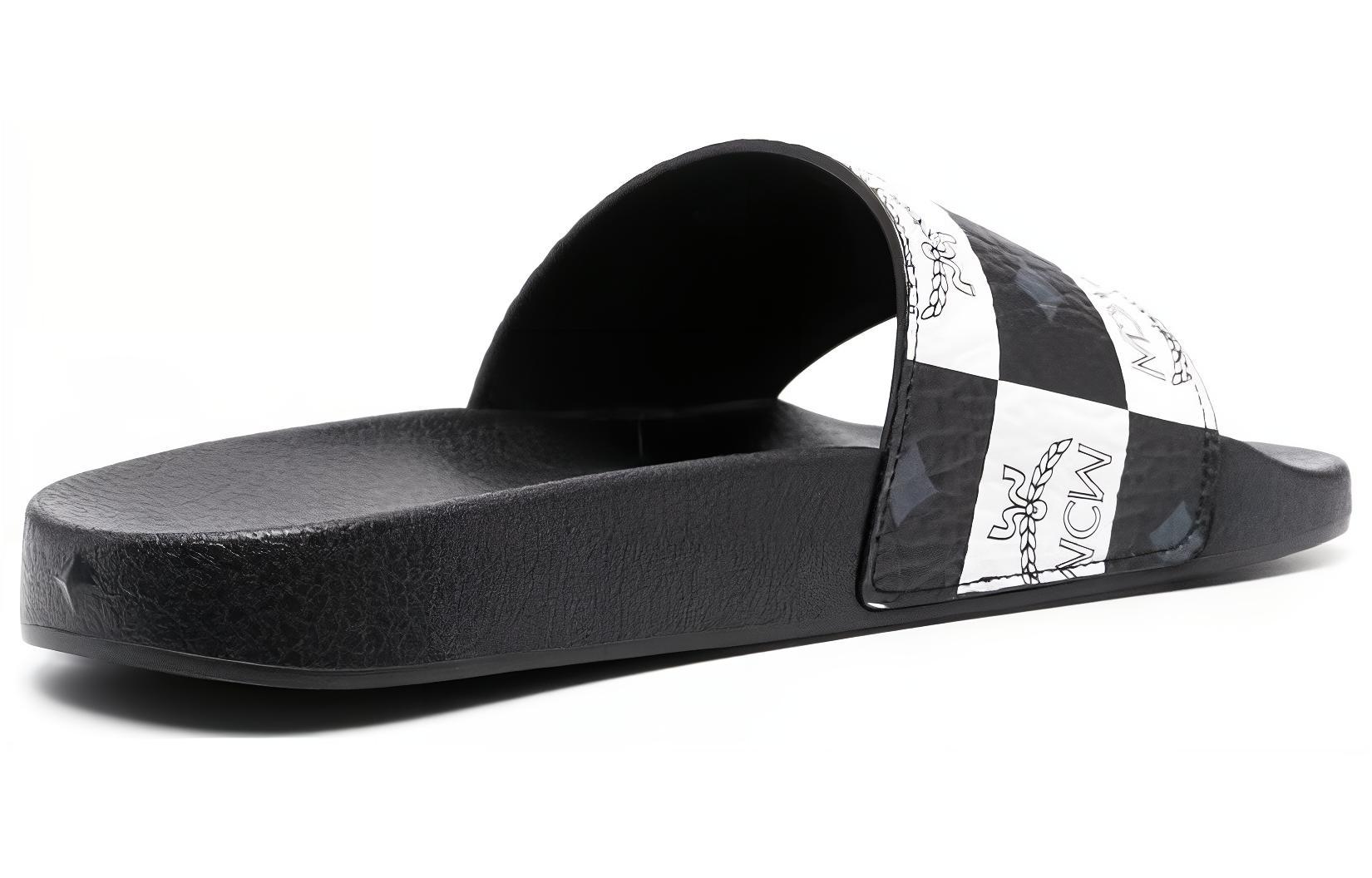 Shop (W) MCM拖鞋 '黑白单色网格' MESCAMM06