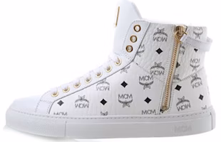 (Women) MCM Visetos High-Top Sneaker 'White Leather' MES-7AMM01-WT0 (Women) MCM Visetos High-Top Sneaker 'White Leather' MES-7AMM01-WT0