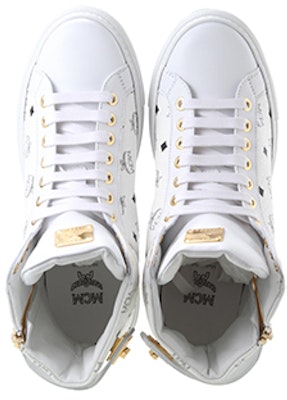 (Women) MCM Visetos High-Top Sneaker 'White Leather' MES-7AMM01-WT0 Lookbook (Women) MCM Visetos High-Top Sneaker 'White Leather' MES-7AMM01-WT0