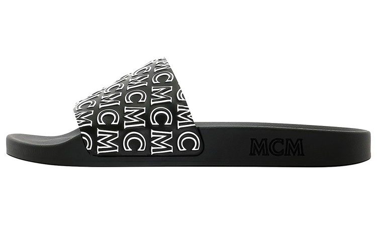 (Women) MCM Visetos Rubber Slides 'Black Logo' MESAAMM16BK037