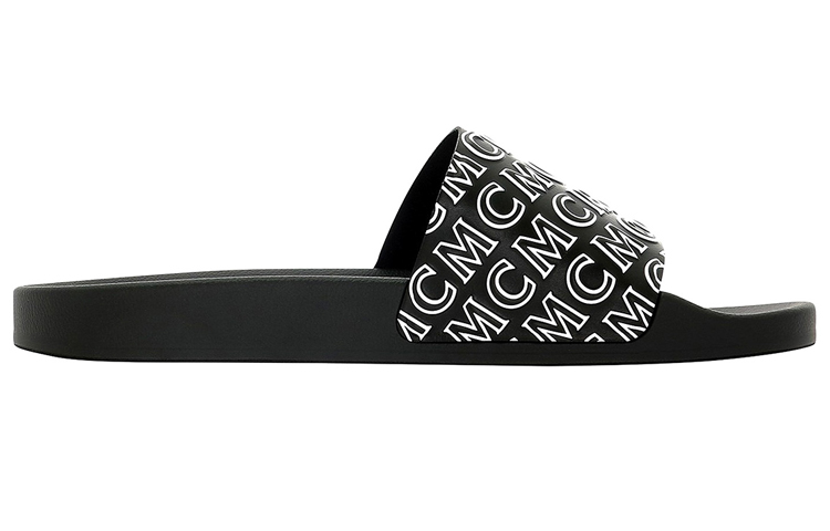 Order (Women) MCM Visetos Rubber Slides 'Black Logo' MESAAMM16BK037