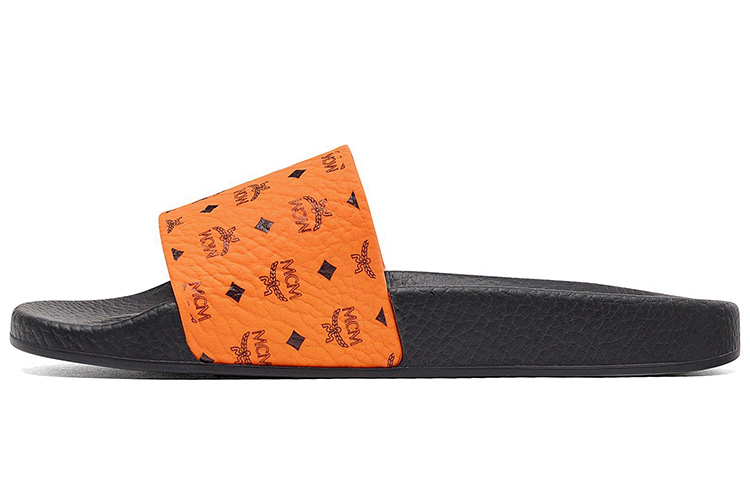 (Women) MCM Visetos Slide 'Orange' MES8AMM60O9036