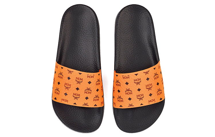 Shop MCM Visetos 橡膠拖鞋 女款 橘色