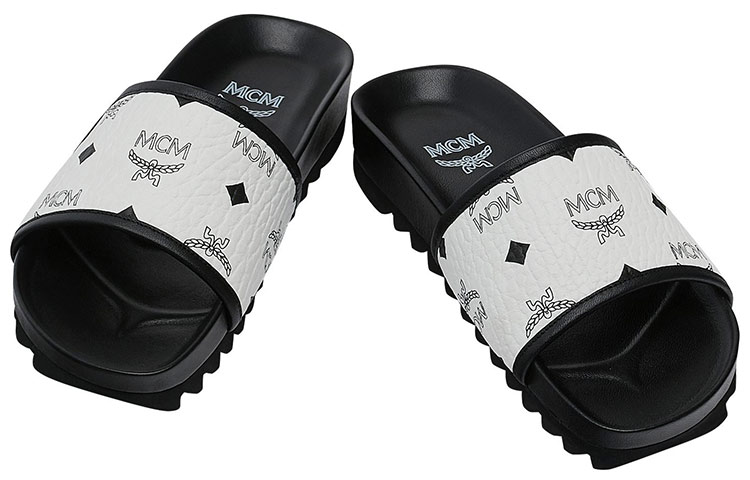 Shop (W) MCM Visetos 白色一脚蹬便鞋 MES9S2K05WT