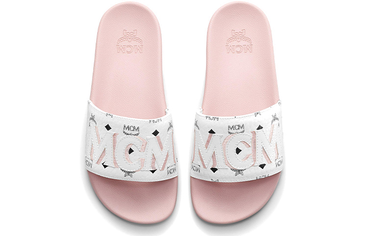 Shop MCM Visetos 拖鞋 女款 粉紅色