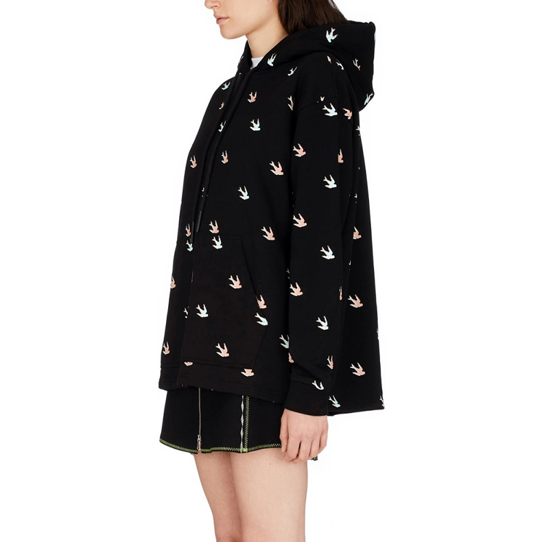 Shop (W) McQ Alexander McQueen Hoodie Hitam Corak Swallow Colorblock 566916-RNJ57-1000