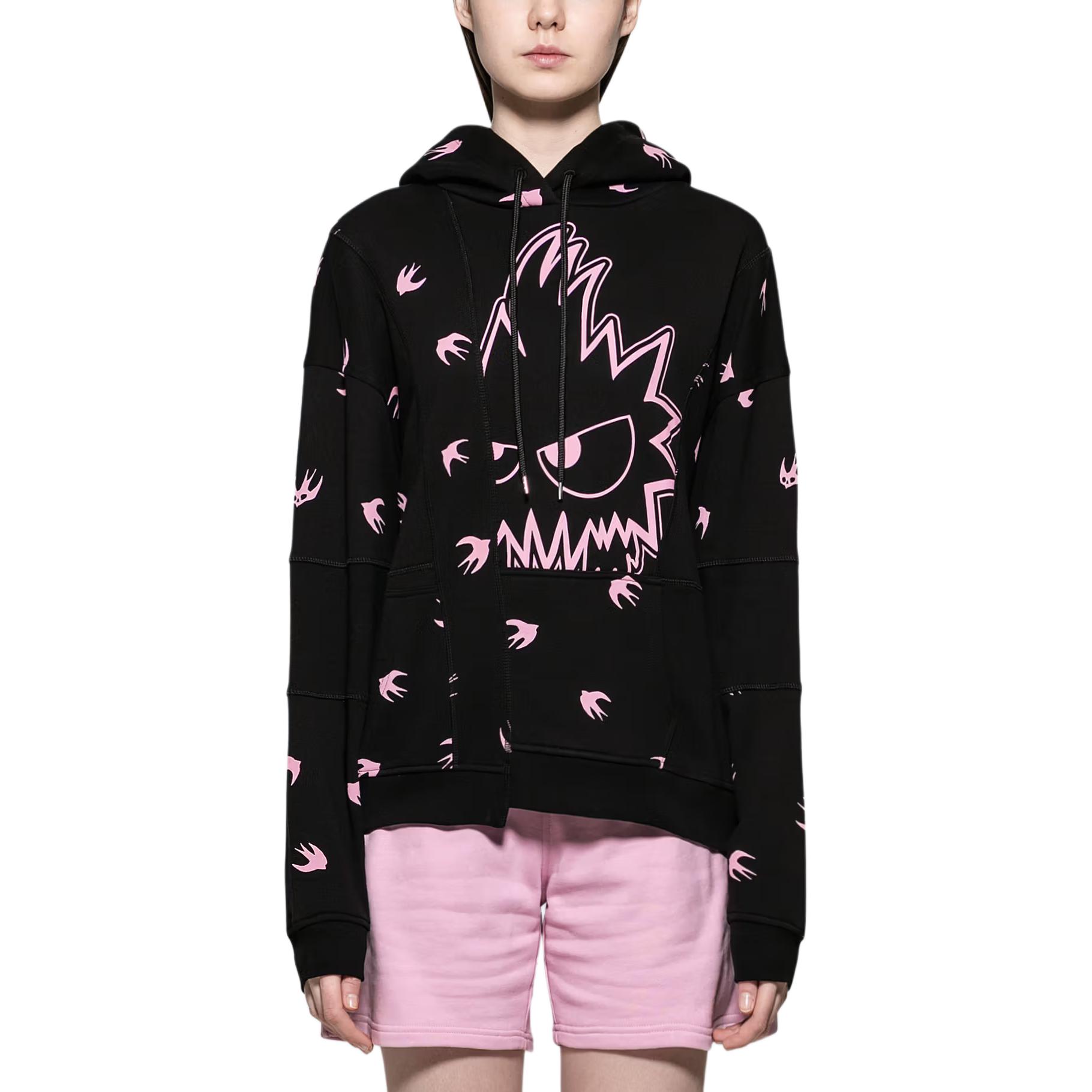 (Women) McQ Alexander McQueen Black Hoodie with All-Over Animal Print Design 500066-RMJ83-1072