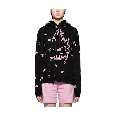 (Women) McQ Alexander McQueen Black Hoodie with All-Over Animal Print Design 500066-RMJ83-1072