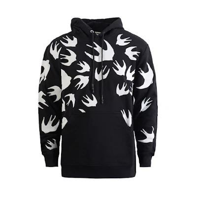 (Women) McQ Alexander McQueen Black Swallow Graphic Hoodie 527546-RLT72-1000