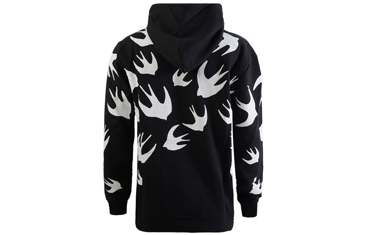 Lookbook (W) McQ Alexander McQueen Hoodie Hitam Grafik Swallow 527546-RLT72-1000