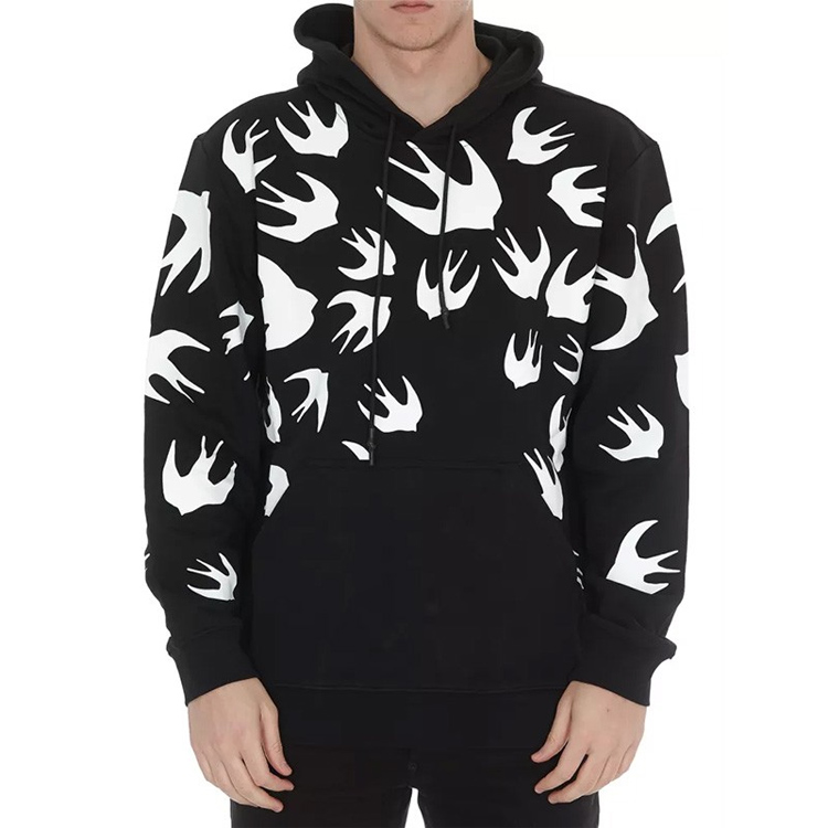 Shop (W) McQ Alexander McQueen Hoodie Hitam Grafik Swallow 527546-RLT72-1000