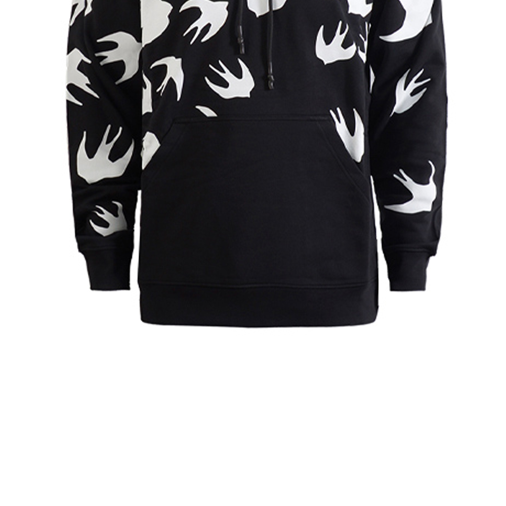 Sizing (W) McQ Alexander McQueen Hoodie Hitam Grafik Swallow 527546-RLT72-1000