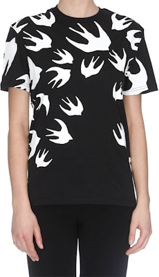 (W) McQ Alexander McQueen Baju-T Lengan Pendek Cetakan Swallow Hitam. 318978-RLT71-1000 Shop (W) McQ Alexander McQueen Baju-T Lengan Pendek Cetakan Swallow Hitam. 318978-RLT71-1000