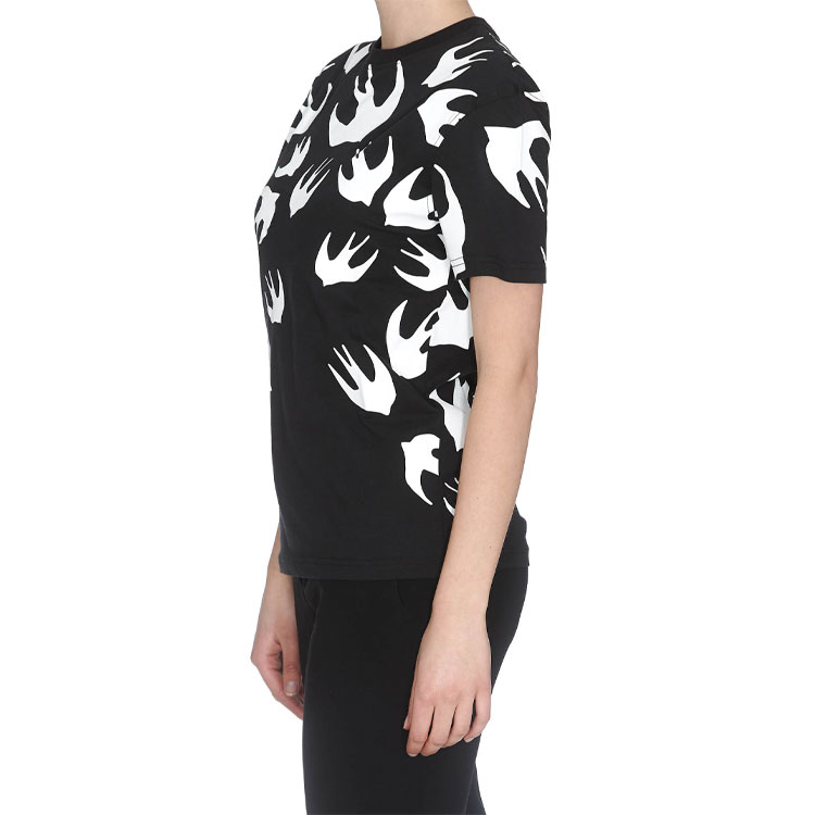 Details for (W) McQ Alexander McQueen Baju-T Lengan Pendek Cetakan Swallow Hitam. 318978-RLT71-1000