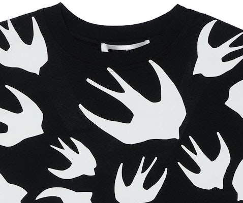 (W) McQ Alexander McQueen Baju-T Lengan Pendek Cetakan Swallow Hitam. 318978-RLT71-1000 Sizing (W) McQ Alexander McQueen Baju-T Lengan Pendek Cetakan Swallow Hitam. 318978-RLT71-1000