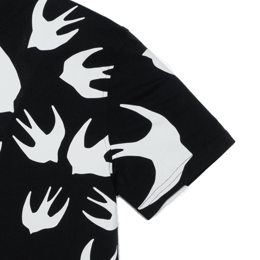 Cheap (W) McQ Alexander McQueen Baju-T Lengan Pendek Cetakan Swallow Hitam. 318978-RLT71-1000