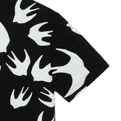 (W) McQ Alexander McQueen Baju-T Lengan Pendek Cetakan Swallow Hitam. 318978-RLT71-1000 Cheap (W) McQ Alexander McQueen Baju-T Lengan Pendek Cetakan Swallow Hitam. 318978-RLT71-1000