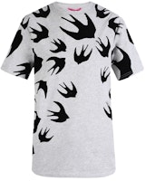 (Women) McQ Alexander McQueen Grey Swallow Print Crew Neck T-Shirt 318978-RGH80-1225 (Women) McQ Alexander McQueen Grey Swallow Print Crew Neck T-Shirt 318978-RGH80-1225
