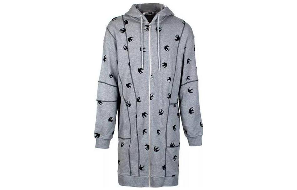 (Women) McQ Alexander McQueen SS23  Grey Floral Hoodie Long Sleeve Dress. 530938-RLH48-1244