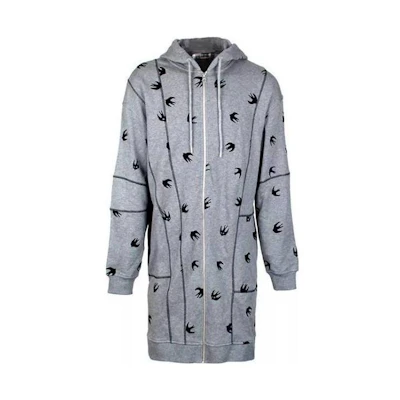 (Women) McQ Alexander McQueen SS23 Grey Floral Hoodie Long Sleeve Dress. 530938-RLH48-1244