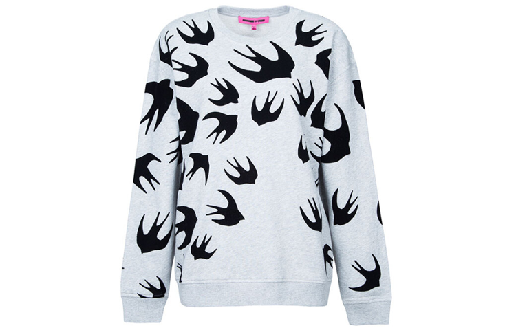 (Women) McQ Alexander McQueen Swallow Print Crewneck Sweater Light Grey 337341-RGH82-1225